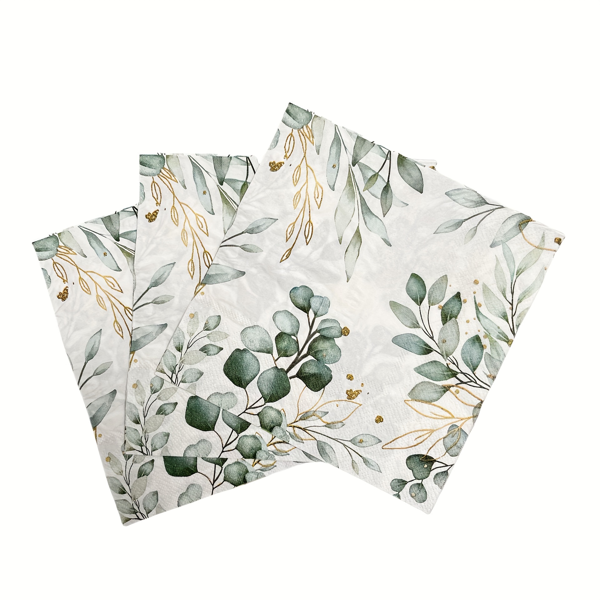 

Eucalyptus Leaf Patterned Paper Napkins - 20pcs/package, Suitable For Christmas, , Easter, Hanukkah, New Year Celebrations