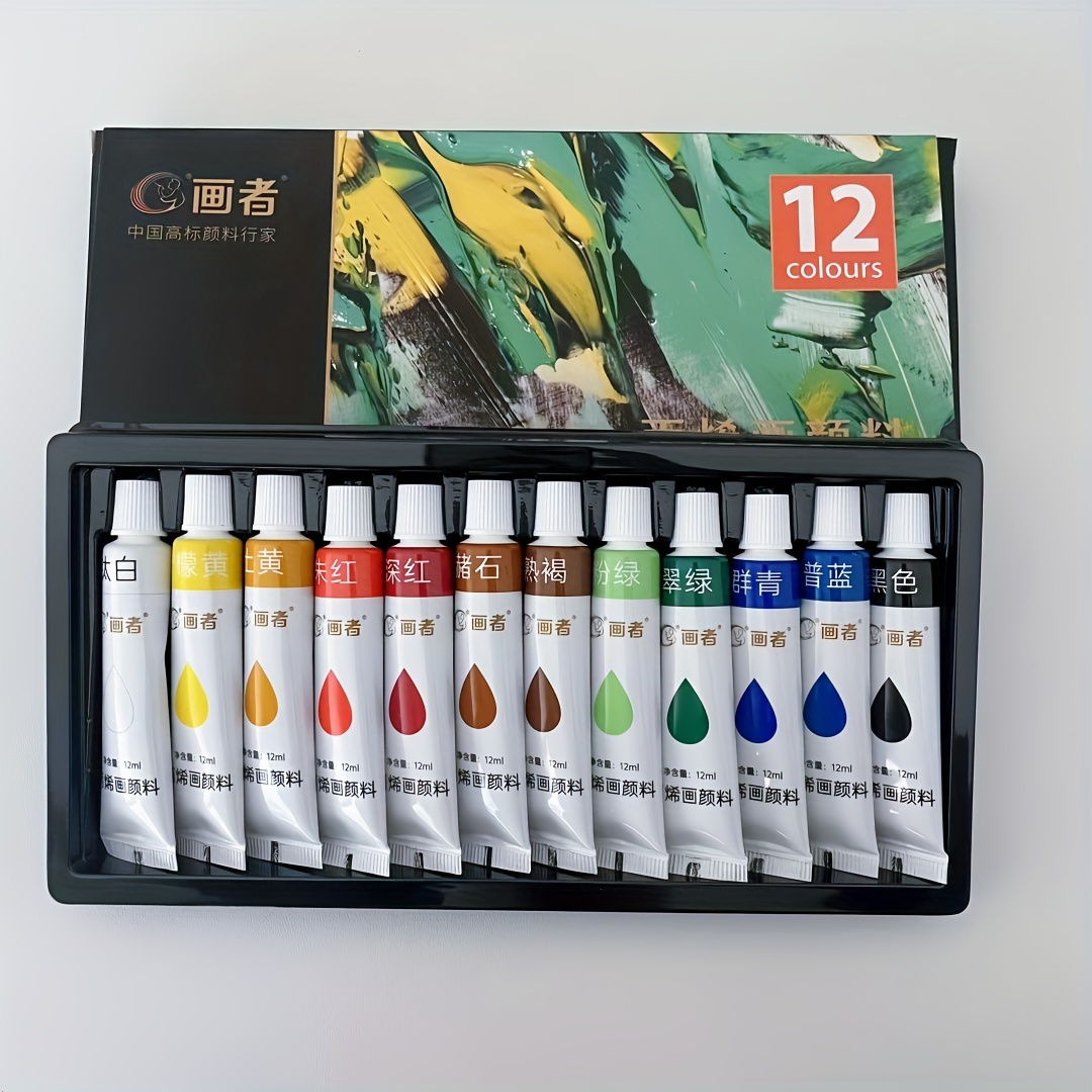 TEMU Acrylic Paint Set, 36 Colors - Non-toxic, Rich Pigment With Gel Consistency, Propylene Material, 12ml Bottles - Ideal For Canvas, Wood, Crafts, Diy Projects, Artists & Students