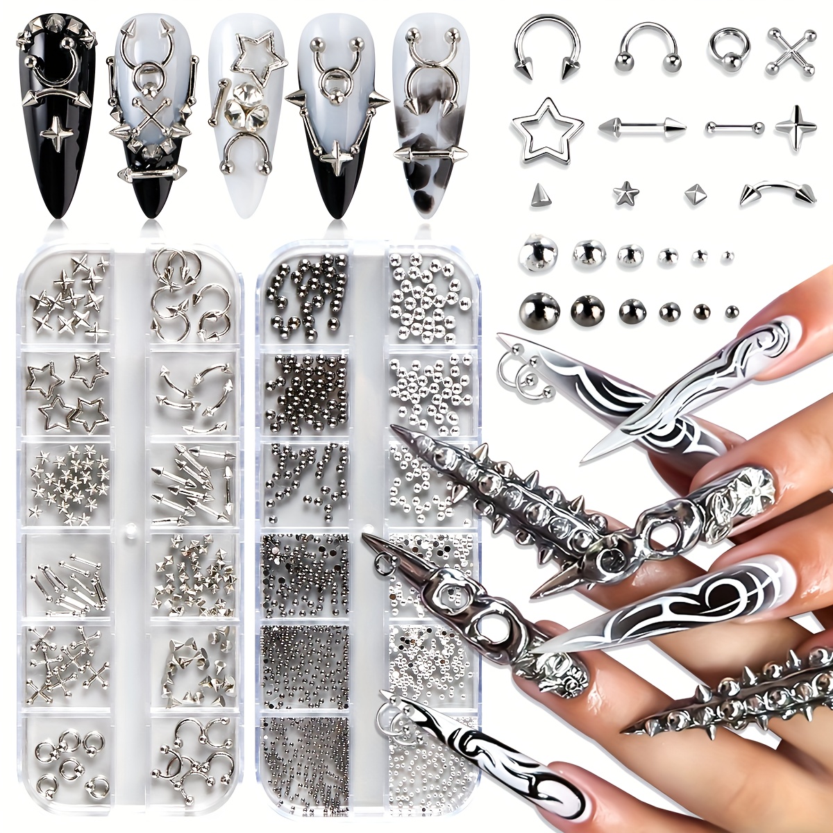 Moon rod nail parts Set 8P ♥︎·₊ nails accessories sold on Temu United States