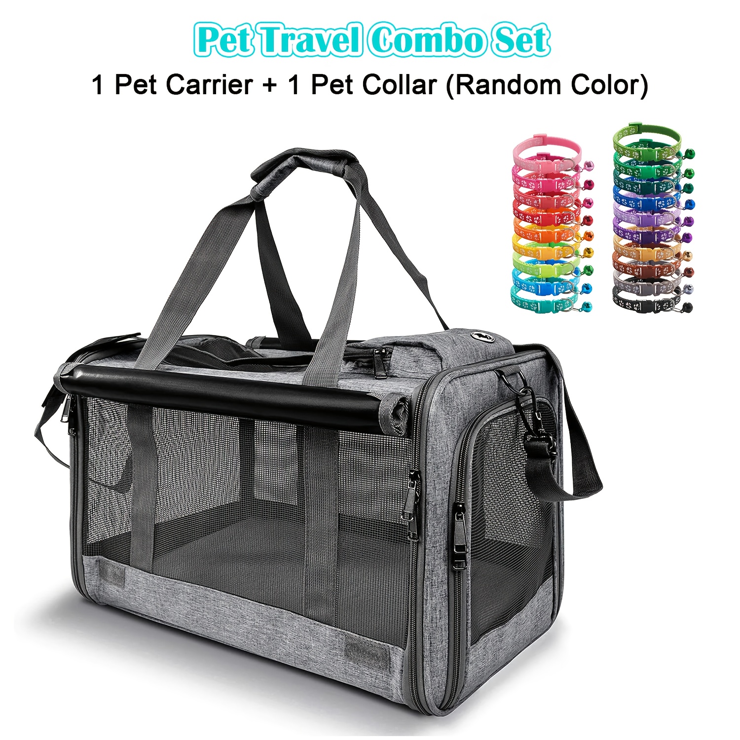 TEMU Pet Soft-sided Carrier, Airline Approved Travel For Large & Medium Cats & Small Dogs, Durable, Breathable, Portable & Collapsible, Multiple
