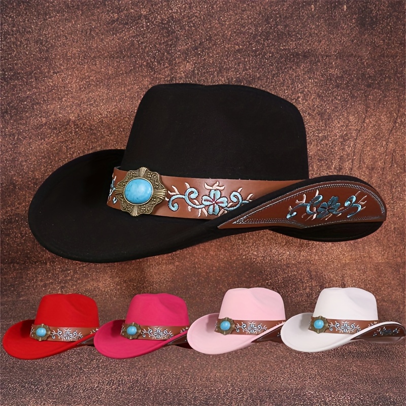 a unisex vintage felt western cowboy turquoise - Temu display picture 1