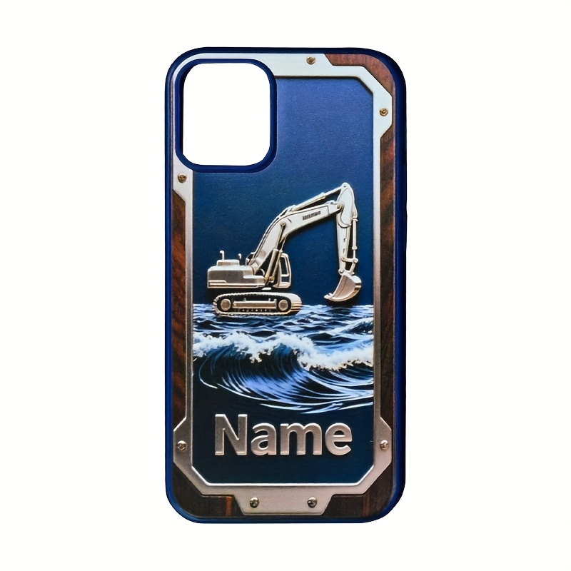 TEMU Phone Case - Stylish And Popular Personalized Excavator Pattern Phone Case For Men And Women, Featuring A Comfortable Grip. This Black Matte