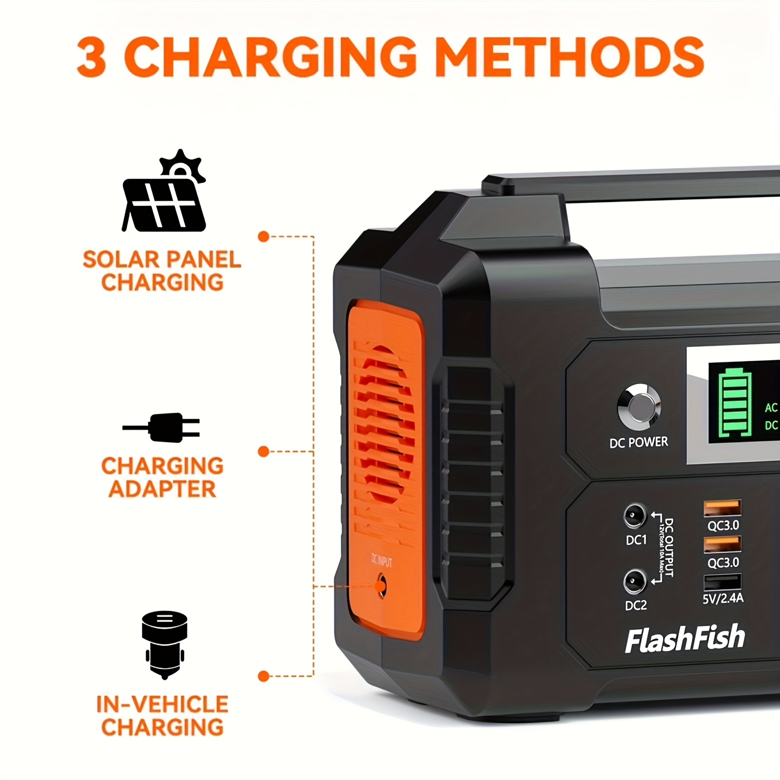 Flashfish E200 Portable Power Station 200W | 151Wh Solar Generator With AC Outlet & USB | Camping & Backup Power