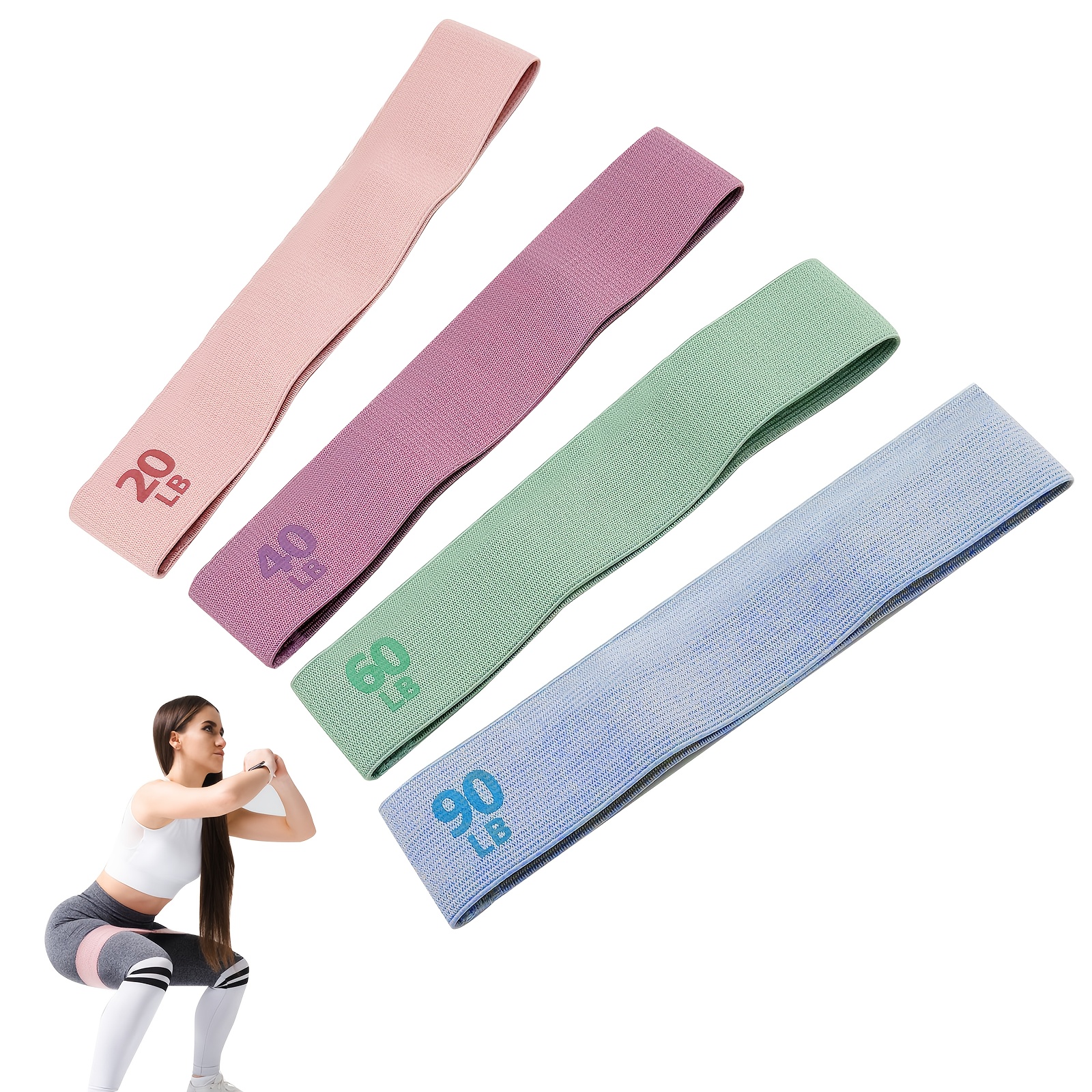 TEMU 4pcs Resistance Band Set - Non-slip, Varying Resistance Loop Bands For , Pilates, Yoga & Full-body Workout, Portable , Workout Bands|versatile