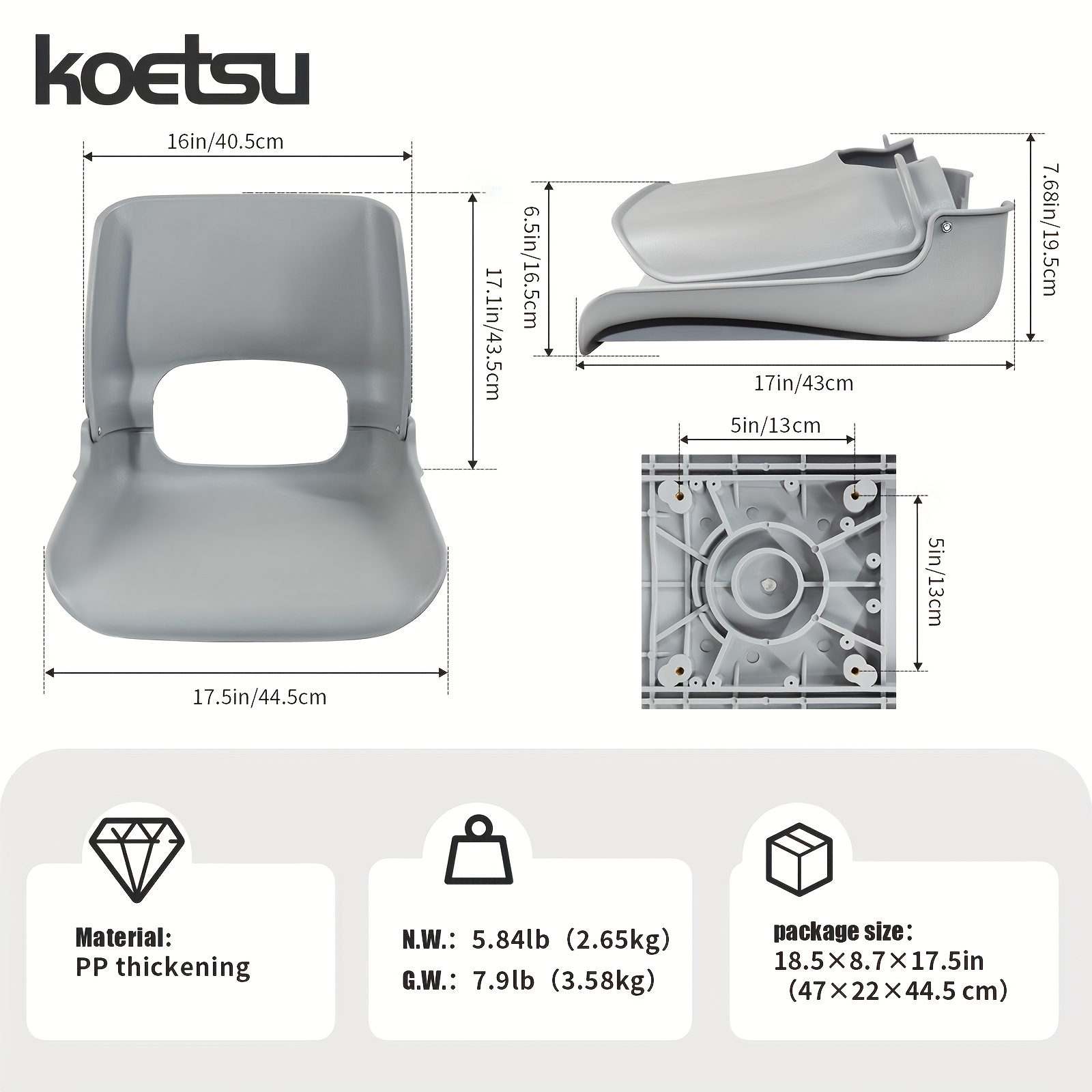 Foldable High Back Clamshell Fishing Chair, Black/Grey
