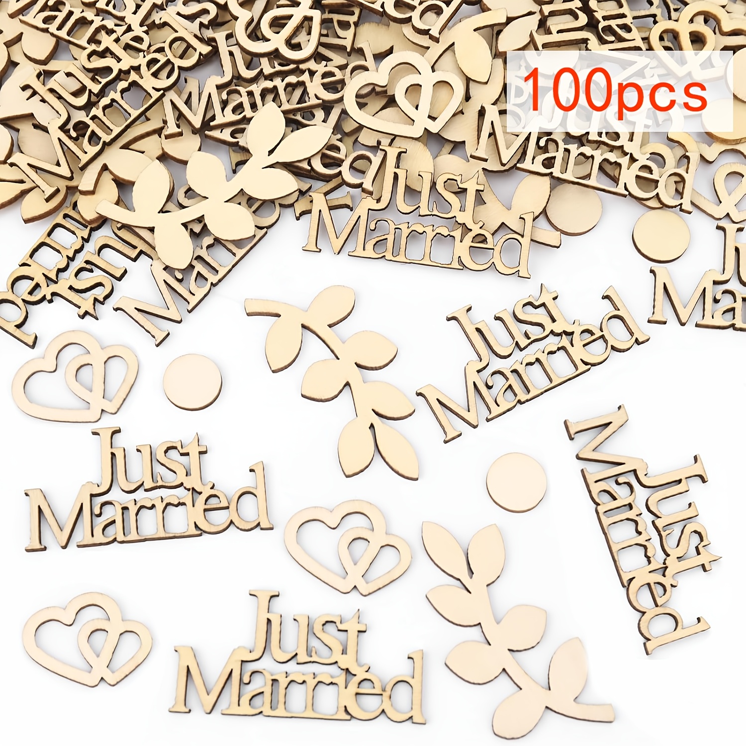 100pcs Wooden Wedding Table Decoration Hearts, Vintage Wedding Sprinkle Confetti, 1.5cm-6.3cm, Wedding Decoration