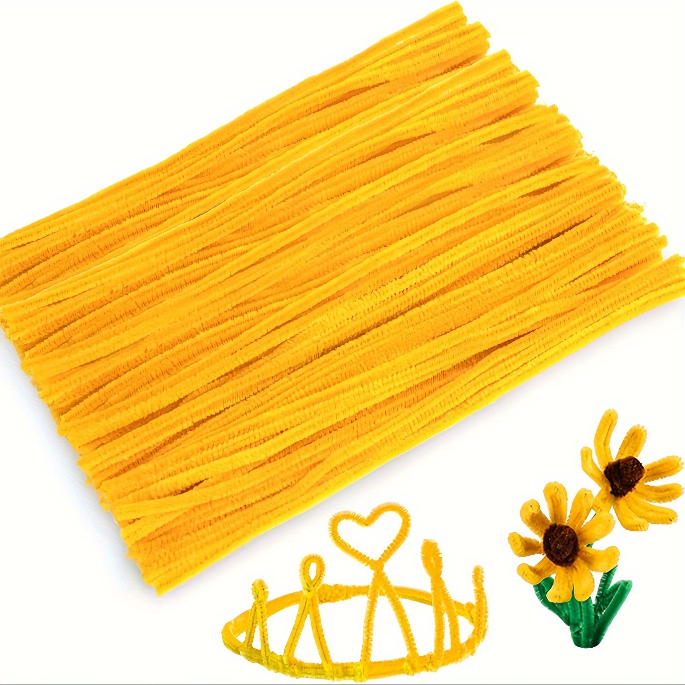 

200pcs Yellow Pipe Cleaners Set For Crafts, Included 100pcs Pipe Cleaner, 50 Eyes, 50 Pompoms, Upgrade Furry Chenille Stems Stick, Diy Arts Crafts Project, Creative Home Decoration Supplies