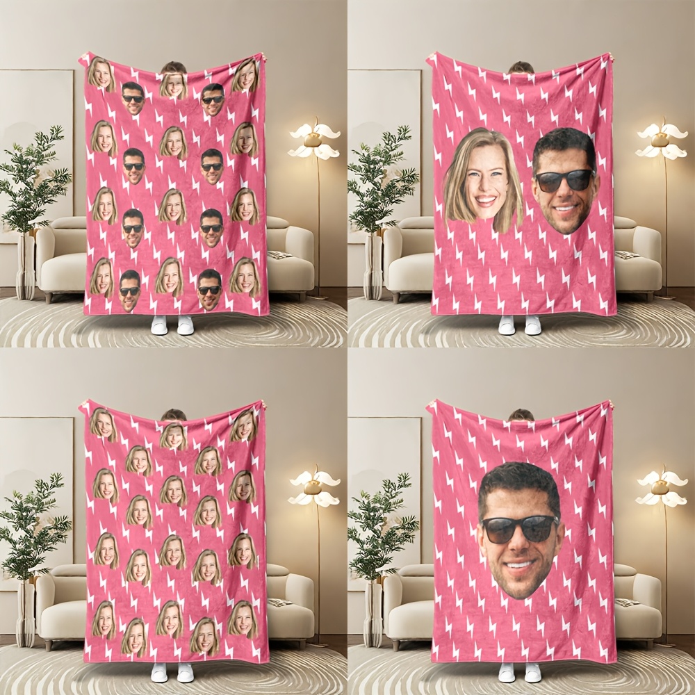 

1pc Couverture photo personnalisée confortable - Jeté en flanelle personnalisé avec numérique, style contemporain, couverture en polyester tricoté toutes , cadeau idéal pour toute