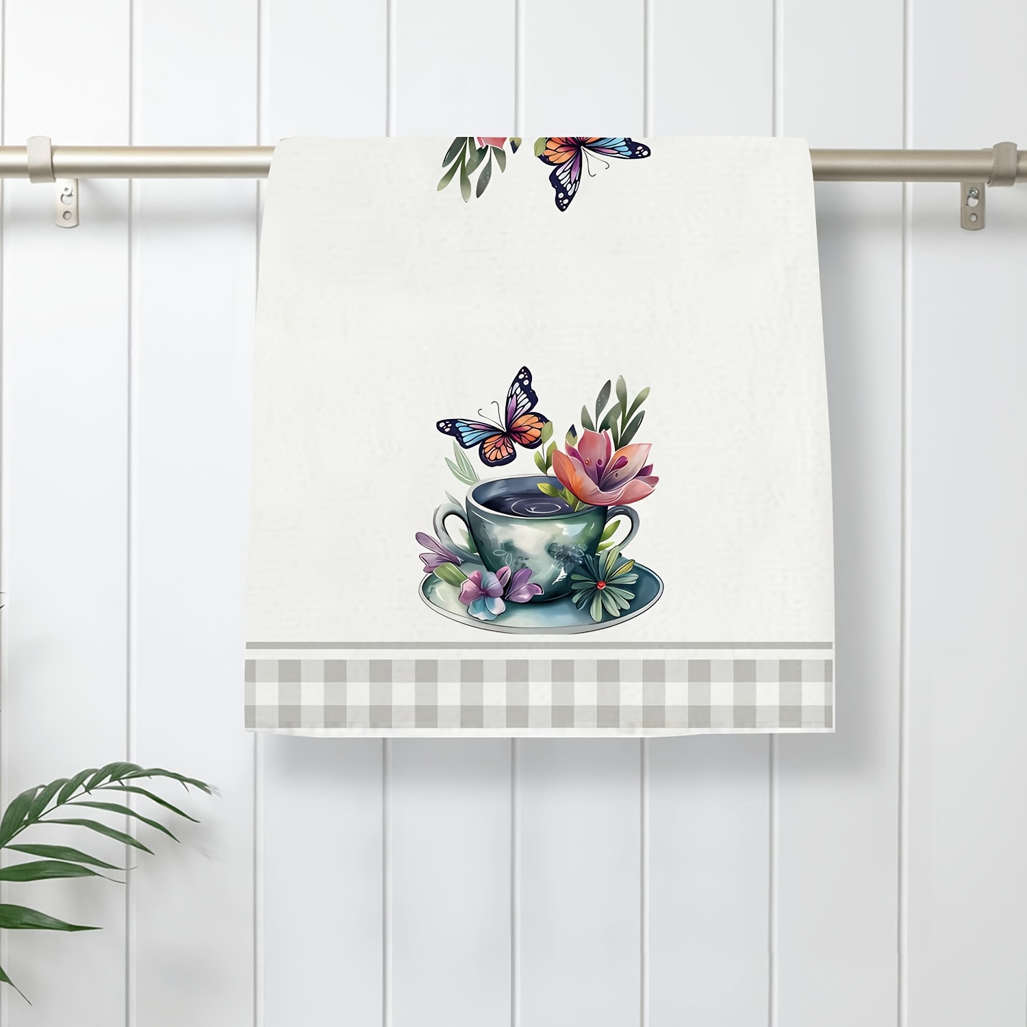 Set de 2/4 bucăți Prosoape de Bucătărie cu Model Gri în Carouri și Fluturi Floral, Prosoape de Vase, Prosoape de Mână, Prosoape Decorative pentru Bucătărie, Cadouri pentru Vecini, Cadouri Dulci pentru Housewarming pentru Prieteni, Cadouri pentru Ziua Mamei, Cadouri de Ziua de Naștere pentru Prieteni