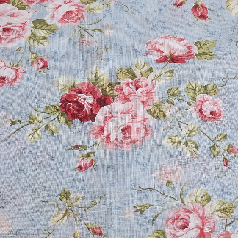 Rose Floral Print Fabric, Ideal For Sofas, Tablecloths, Curtains, Bags, Quilting And Sewing Crafts