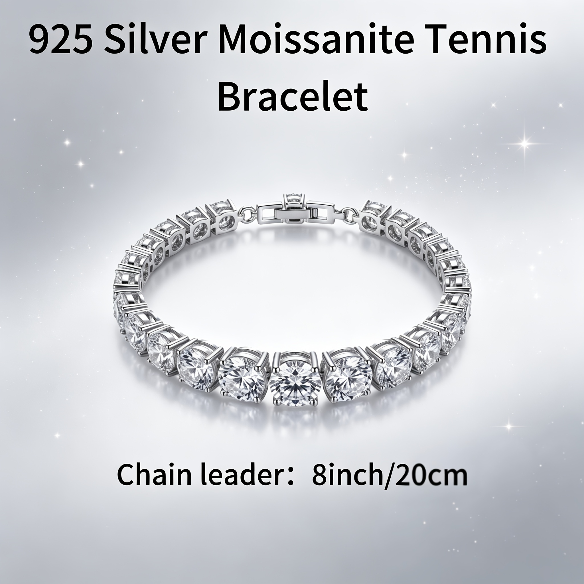 Image of [925 Silvery Moissanite ]large Carat Round-cut Moissanite, Classic Four-prong Setting, High-reflective , For Her, Suitable For Weddings, Parties, Valentine's Day, Total Weight Of The Product (16.564g)