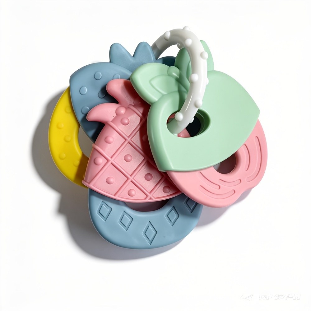 TEMU 2pcs Teether Keys - Fruit - Soothing Baby Teether Toys For Infants - Gentle For Gums Colorful And Fun Toys - Safe And Durable Infant Baby