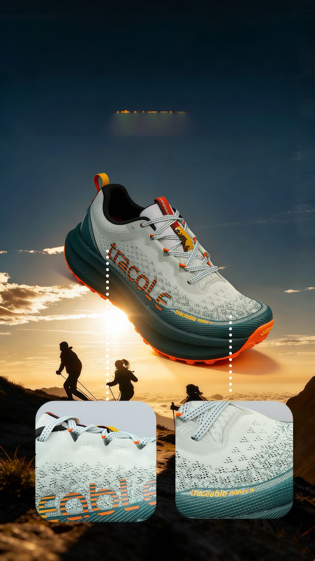 Sneakers, Men's Outdoor Shoes, Lightweight and Comfortable Trail Running Shoes, Anti-Slip Shock-Absorbing Casual Shoes, Fashionable Sports Running Shoes for Men