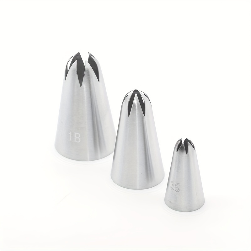 TEMU 2d Rose Tip Nozzle, Bent 6-tooth Piping Tip For Melting Drops, Stainless Steel Cake Cream Frosting Icing Piping Tip, Baking Tool, 3pcs