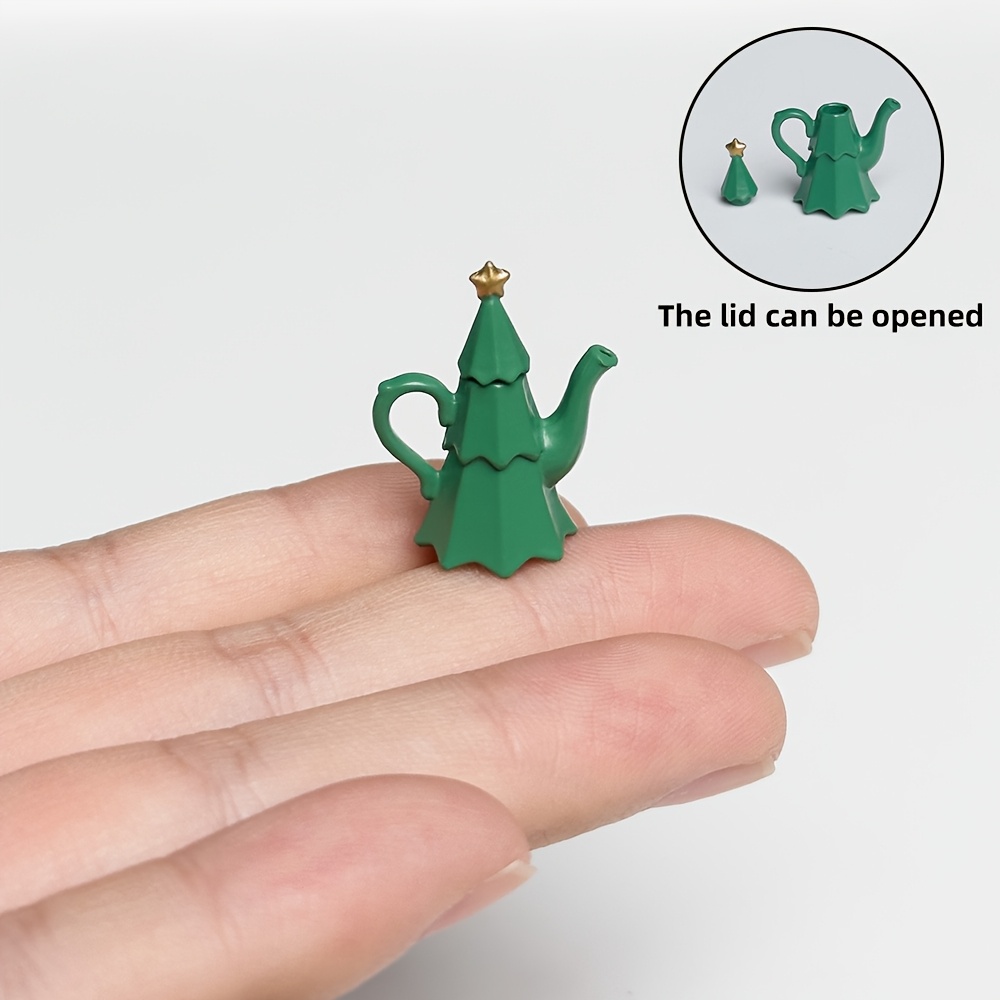 TEMU Bocal de simulation miniature couvert à l'échelle 1:12 pour Noël, couvercle ouvrable, modèle de tasse miniature de sapin de Noël ou de de neige,