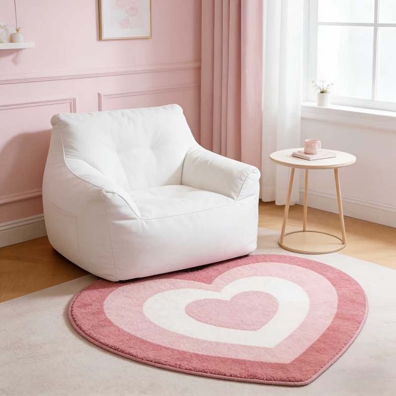 TEMU Faux Cashmere 1000g 10mm Sweet Warm Gradient Pink Heart Bedroom Irregular Carpet Light Luxury Premium Bathroom Thickened Anti-slip Mat Romantic