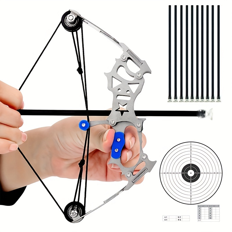 

1pc Mini Archery Bow Set - 7.9-inch Stainless Steel Universal Left & Bow With Arrows, Outdoor Shooting Practice For Teens, Handheld , Ideal For Thanksgiving, Christmas, Halloween, , Father's Day Gifts