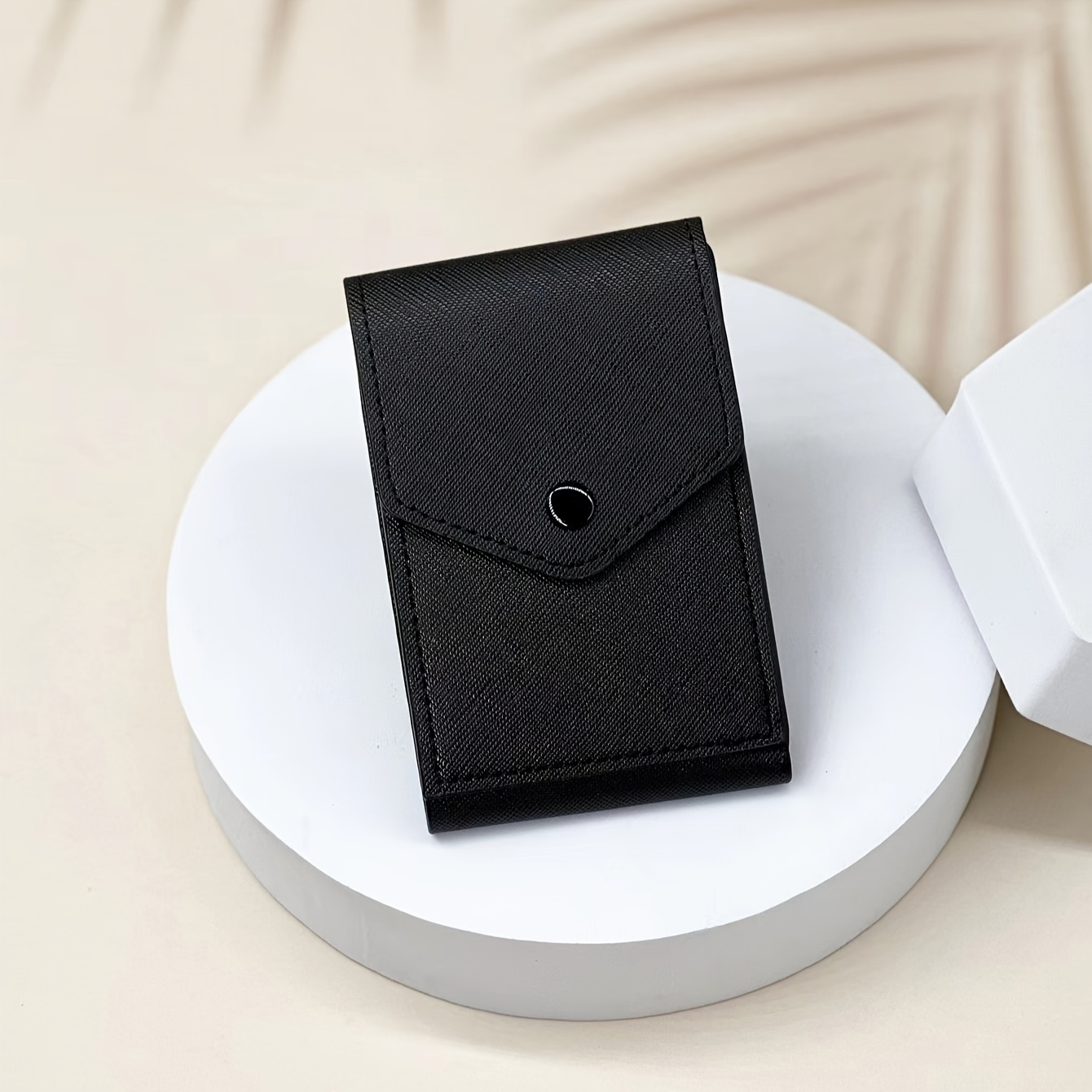 0.6cm Slim Card Wallet Men Textured Pu Leather W/ Id Window | Holds 6 Cards + Dollar | Rfid Blocking Minimalist Front Wallet (11.3x7.3cm)