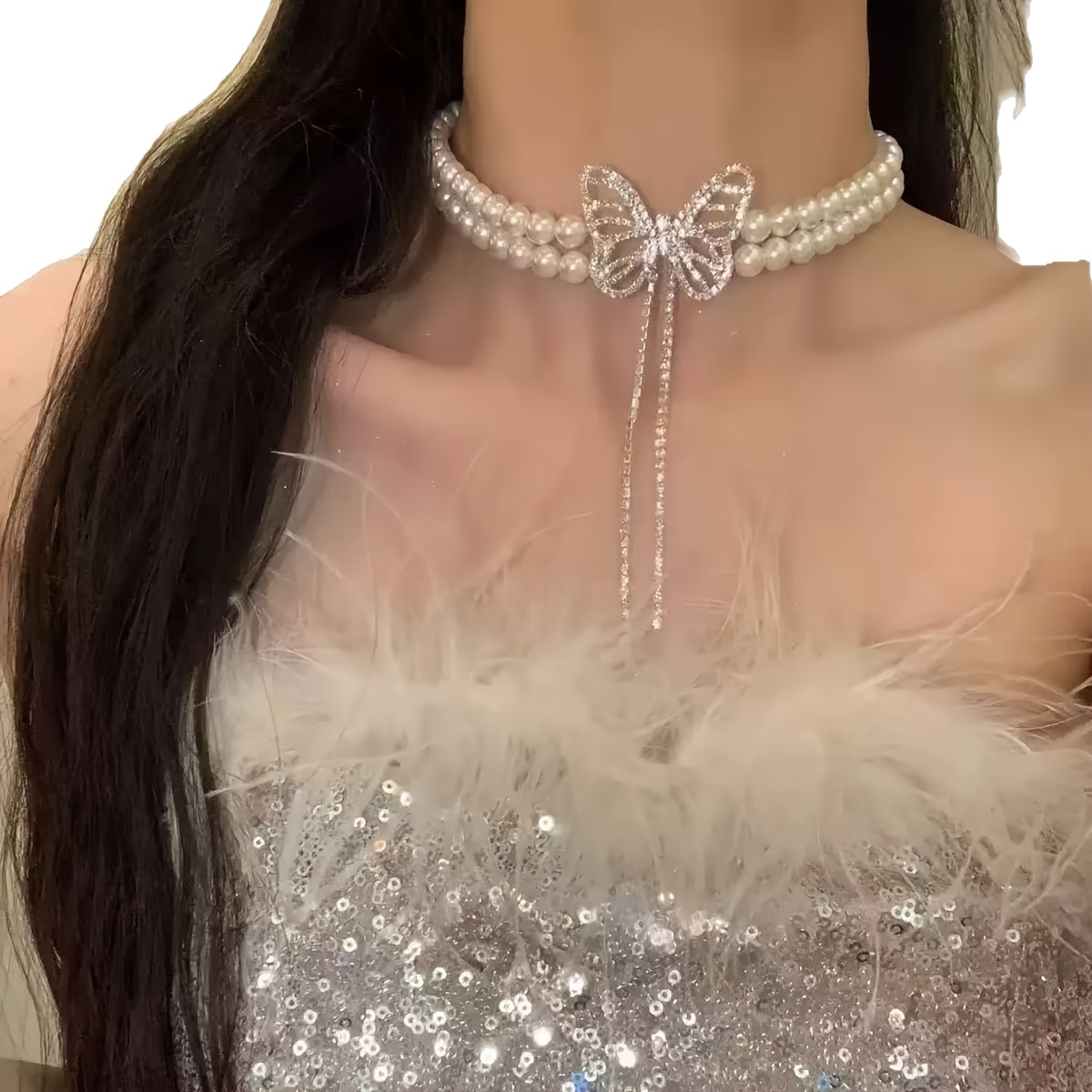 TEMU 1pc Of A Princess Double-layer Pearl Necklace For Women, A Chic Sweater Chain With A Stylish Vintage -like Design, Suitable For Wear