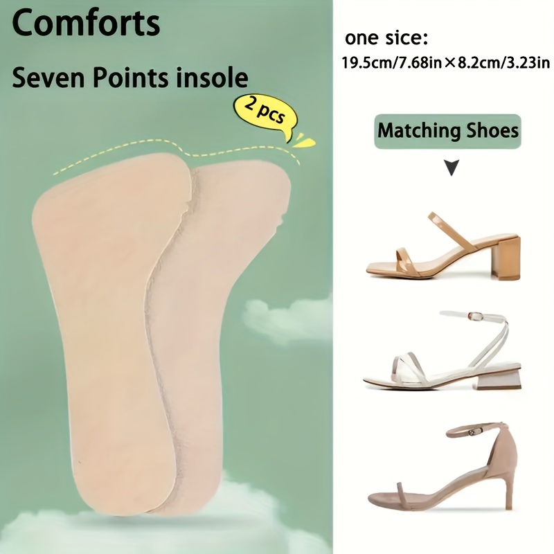 1 Pair Self-adhesive And , Breathable Non-slip High Heel Sandals Insoles - Soft Sole Comfortable Pads