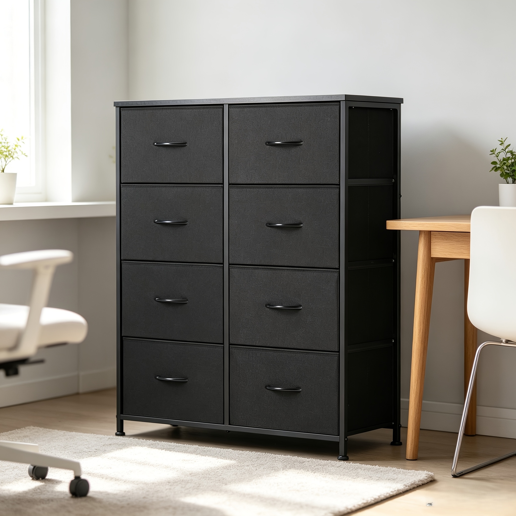 TEMU File Cabinet With 8 Drawers, Vertical Storage Organizer Unit, Fabric Dresser Storage For Home Desk