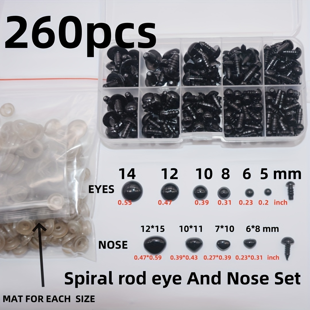 TEMU Diy Plastic Eyes And Noses Set For Handmade Dolls And Animals - 508pc & 260pc Kit Bottom And Rod Varieties For Sewing And Knitting Projects - Durable Material, Multipurpose Accessory Kit