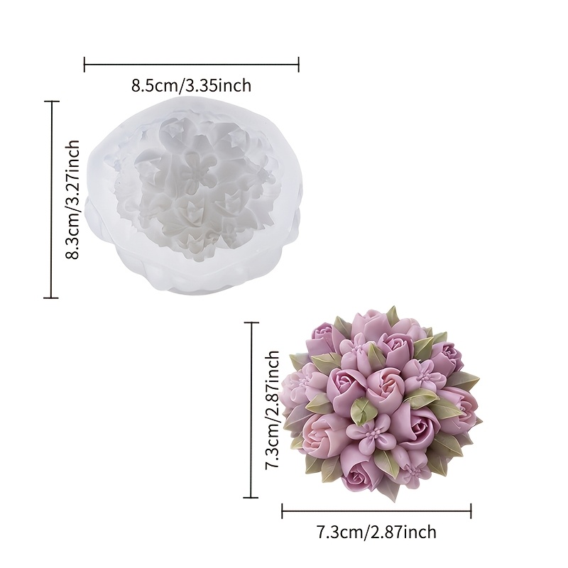 TEMU Resin Casting Molds - 1pc Rose Small Flower Ball Silicone Mold, Three-dimensional Fresh Flower Cluster Design Texture. Flexible, Durable, And