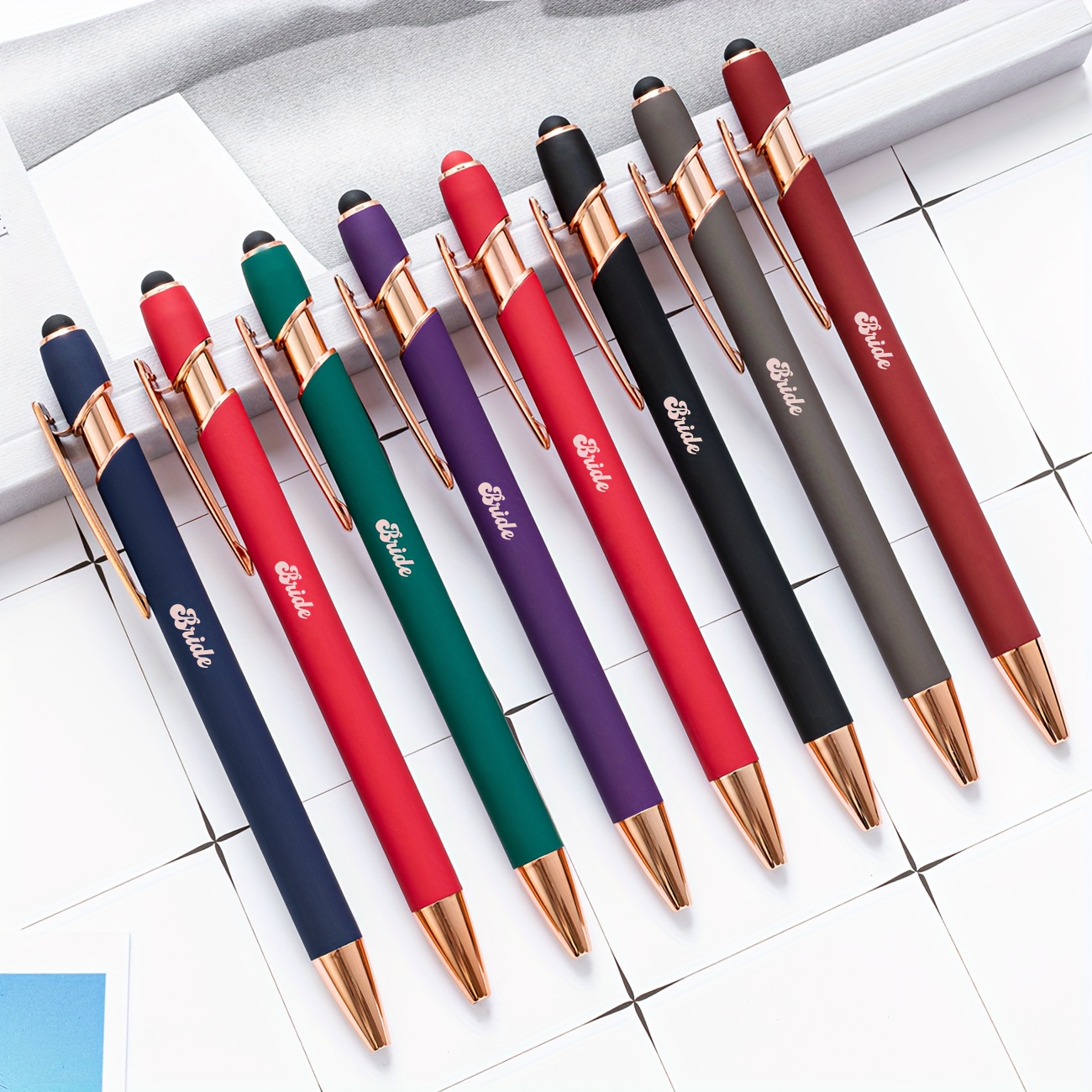 4pcs Personalized Luxury Soft Touch Pens Gift Pens For Women Bestie Gifts  Christmas Gifts Fancy Custom Pens Gifts For Her Back To School Gifts Black  Rose Gold Blue Green - Office 