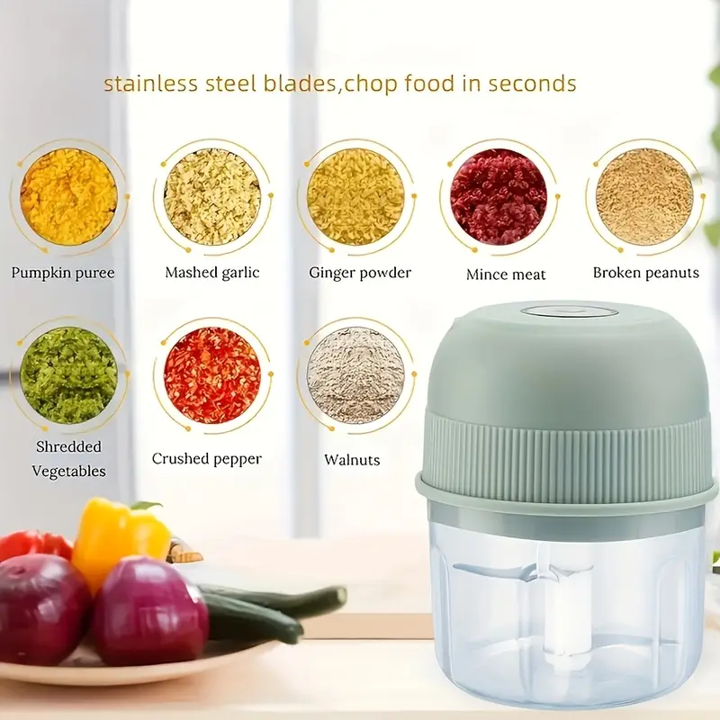 250ml electric mini garlic chopper usb meat grinder garlic crusher sturdy ginger and vegetable crusher with safety for switch thickened chopper Product details 4