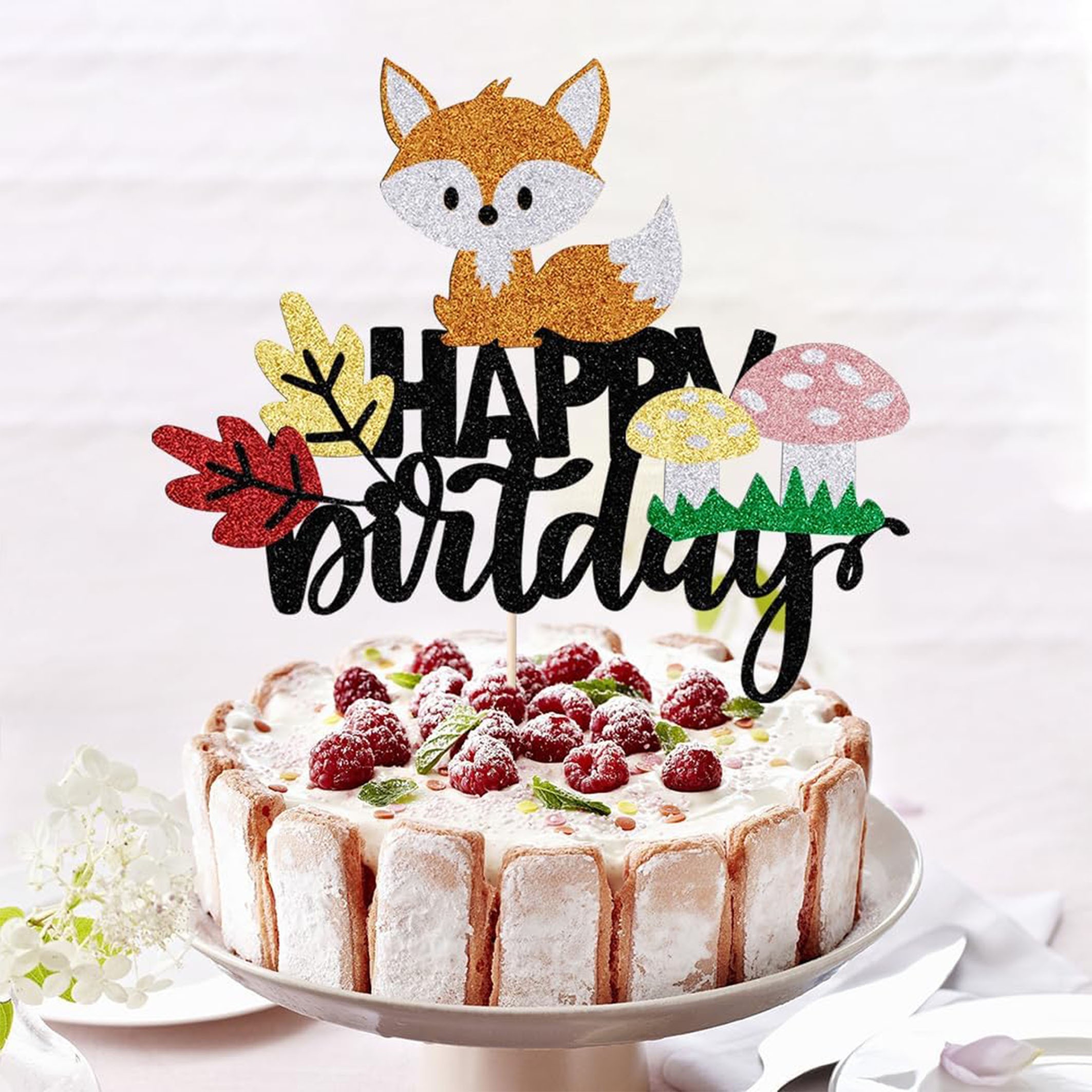 

Fox Cake Topper - Woodland Animal Theme, Showers & Birthday Parties, Bamboo Material, No Power Needed, Best For Christmas