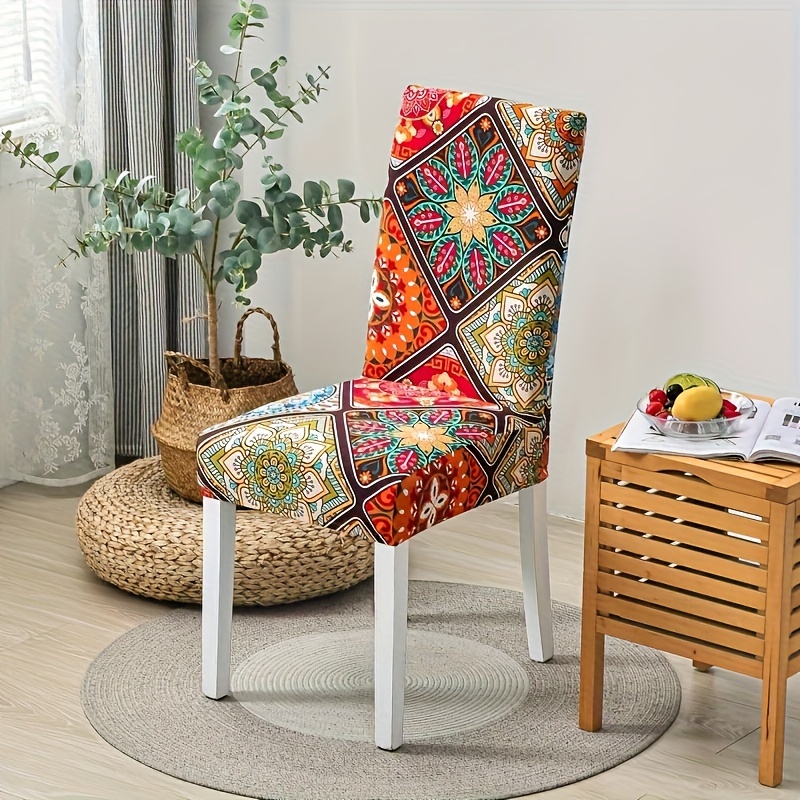 

4/6pcs Bohemian Style Stretch Dining Chair Cover Milk Silk Dining Chair Cover Living Room Stretch Chair Cover Furniture Protective Cover Chair Dust Cushion All-season Universal