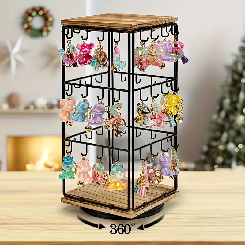 TEMU 360 Degree Retro Rotatable Earring Display Rack, Earring Necklace Jewelry Storage Container, Hair Accessory Jewelry Tower, Jewelry Storage Rack,