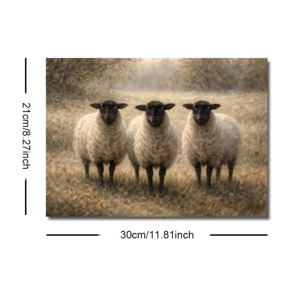 TEMU 2d Flat, 2d Flat, Unframed Sheep Canvas Poster In 2d Flat Design, Perfect For Farmhouse-themed Wall Art. Ideal For Decorating Apartments, Living