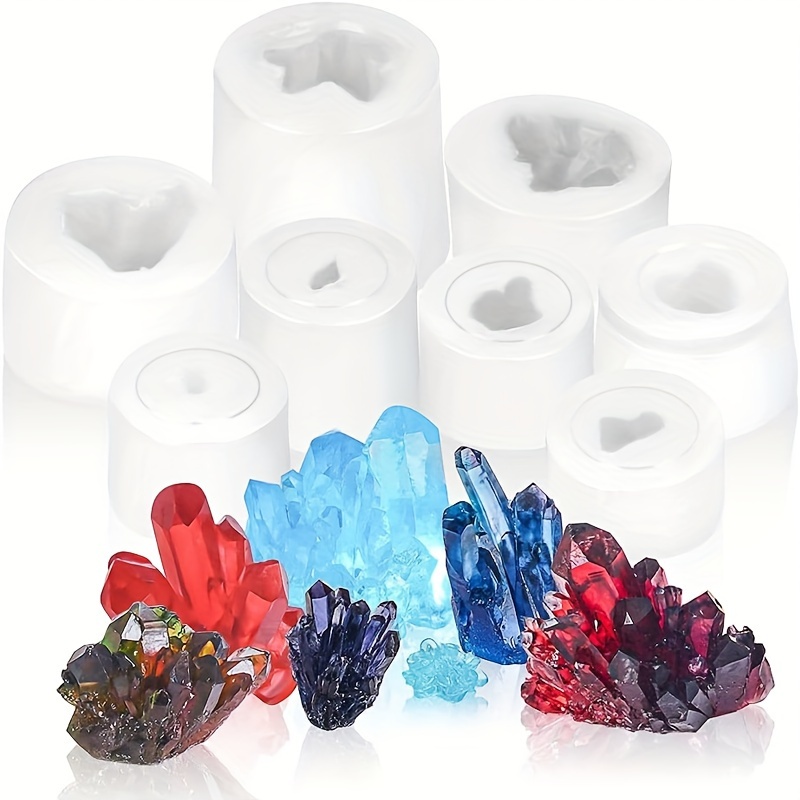 

8pcs Crystal Resin Molds, Crystal Cluster Molds - Casting Molds For Growing Crystal Quartz Resin Silicon Resin Molds, Polymer Clay Diy Crafts