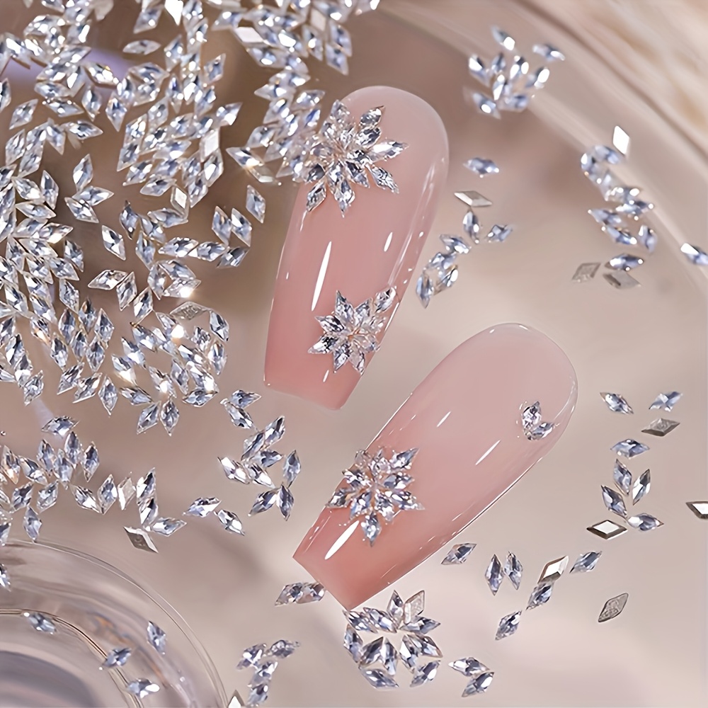 TEMU 100 Stück 3mm Mini-Rauten-Nagel-Strasssteine, Geeignet für 3D-Maniküre-Kunstkrystalle, Flachrücken-Edelsteine für Bastelarbeiten