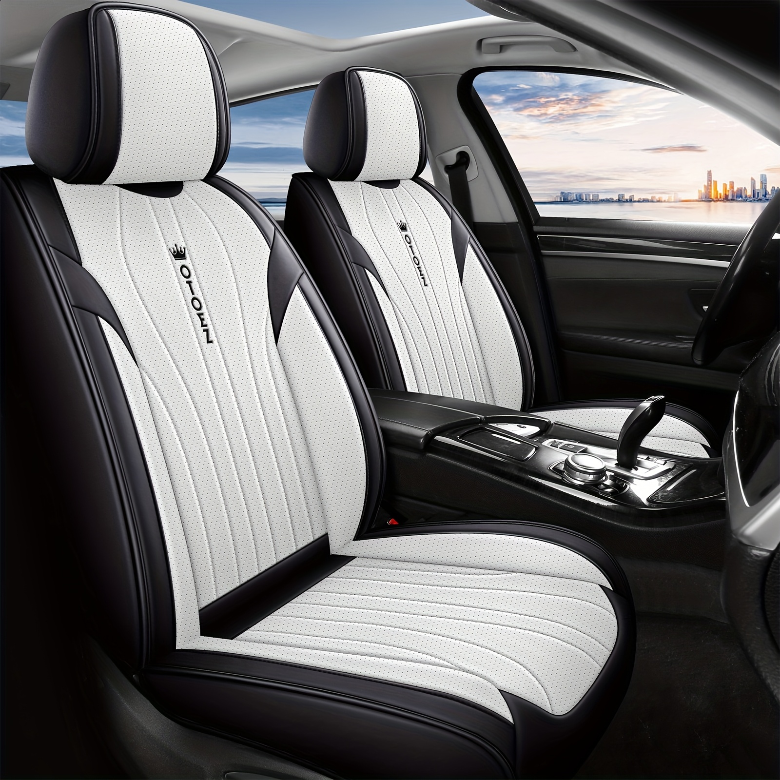 Pair Of Black Synthetic Leather Sideless Seat Covers For Chevrolet Cars & Trucks | Front Bucket Seats | Yupbizauto