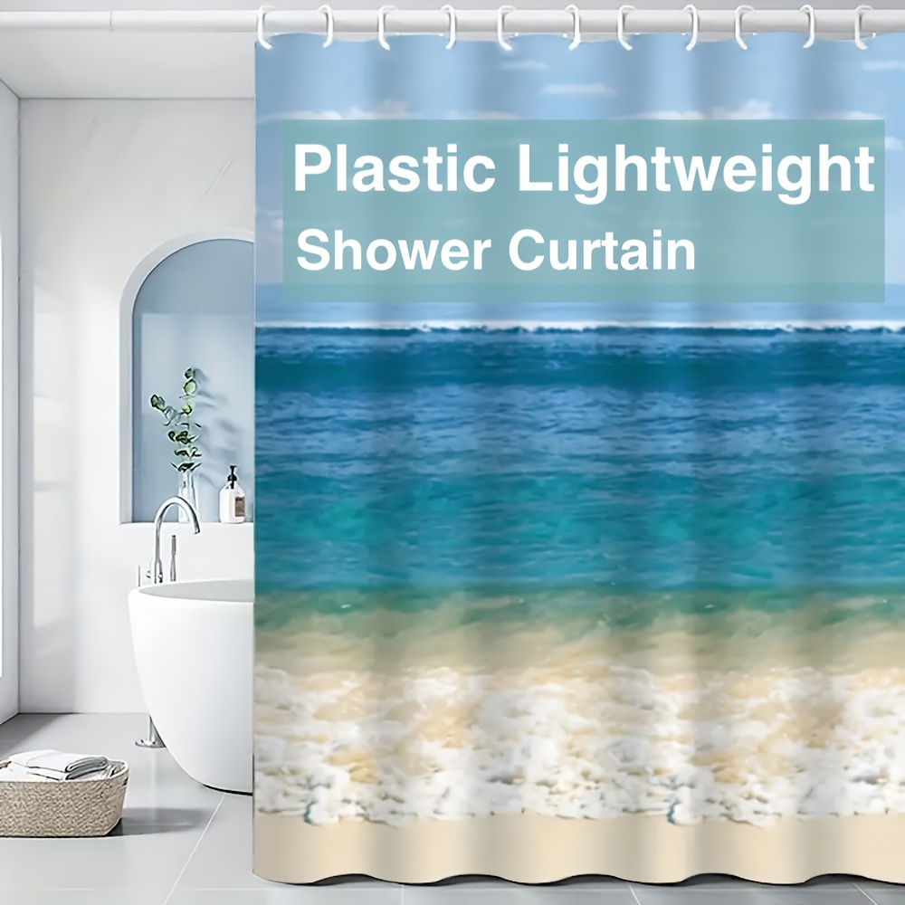 1pc Waterproof Transparent Shower Curtain With Hooks, Lightweight Plastic  Mildew-Proof Fabric Bath Curtain, Bathroom Decor