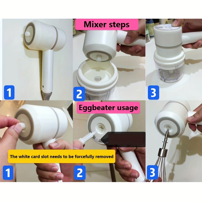 electric garlic masher egg beater multi functional 2 in 1 set usb charging home blender small meat grinder handheld automatic whipper cake and cream baking tool Product details 6