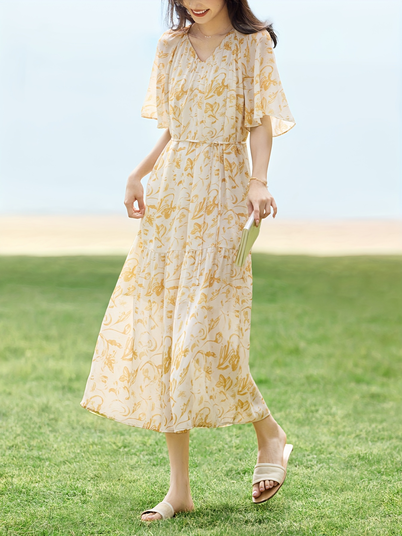 sachin and babi light blue dress Lace Application Chiffon Fairy Dress In WHITE main image 0