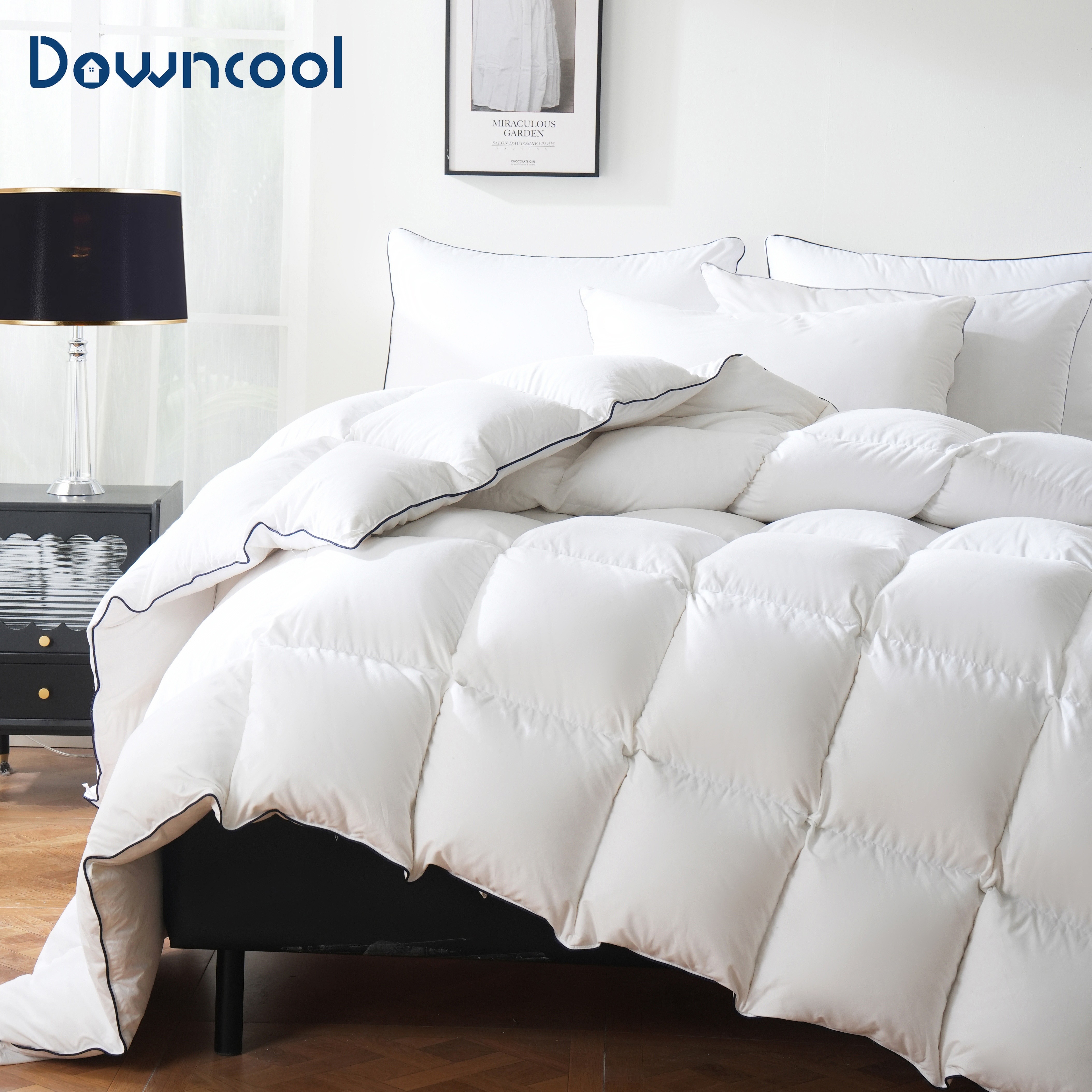 

Downcool Feather, All Season Duvet Insert With 100% Cotton Cover, Fluffy Luxurious Hotel Bedding Comforters With 8 Corner Tabs, Machine Washable, Twin/full/queen/king/cal King