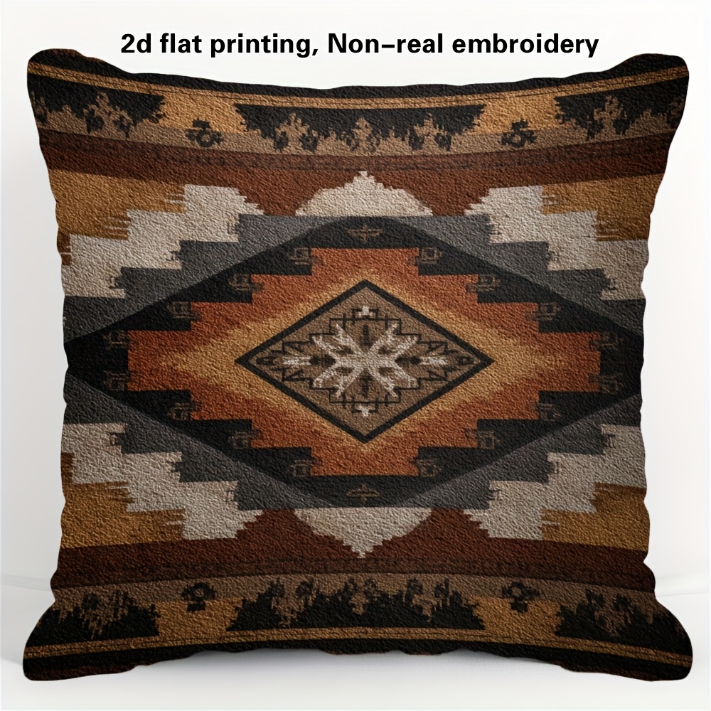 TEMU 1pc Housse de Coussin Moderne - Housse de Coussin Géométrique Bohemian avec Fermeture Éclair, Embellissements Non Réels Adaptée pour Canapé Lit