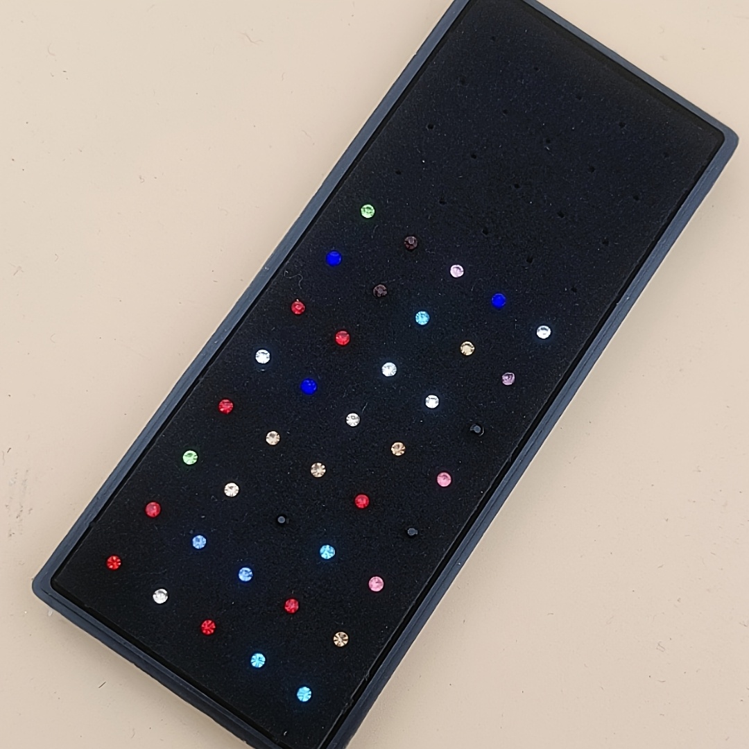 TEMU 40pcs 2mm Rhinestone Stainless Steel Nose Studs Body Piercing Jewelry