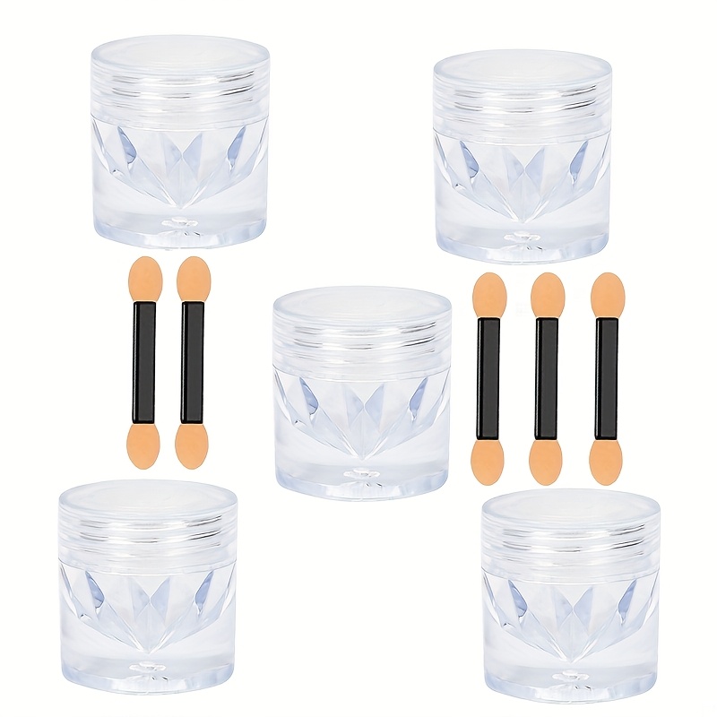 TEMU 5pcs White Chrome Nail Powder With Brush, Aurora Powder Super Glossy Chrome Nail Powder, Holographic Iridescent Pearlescent Glitter Nail Powder