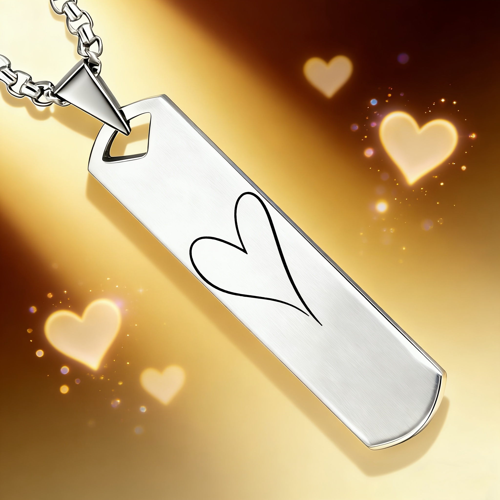 Romantic Heart Pattern Pendant Necklace, Elegant Gift