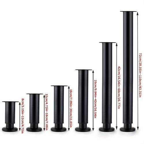two adjustable support legs black furniture legs extendable columns for table support suitable for tables cabinets and bed frames