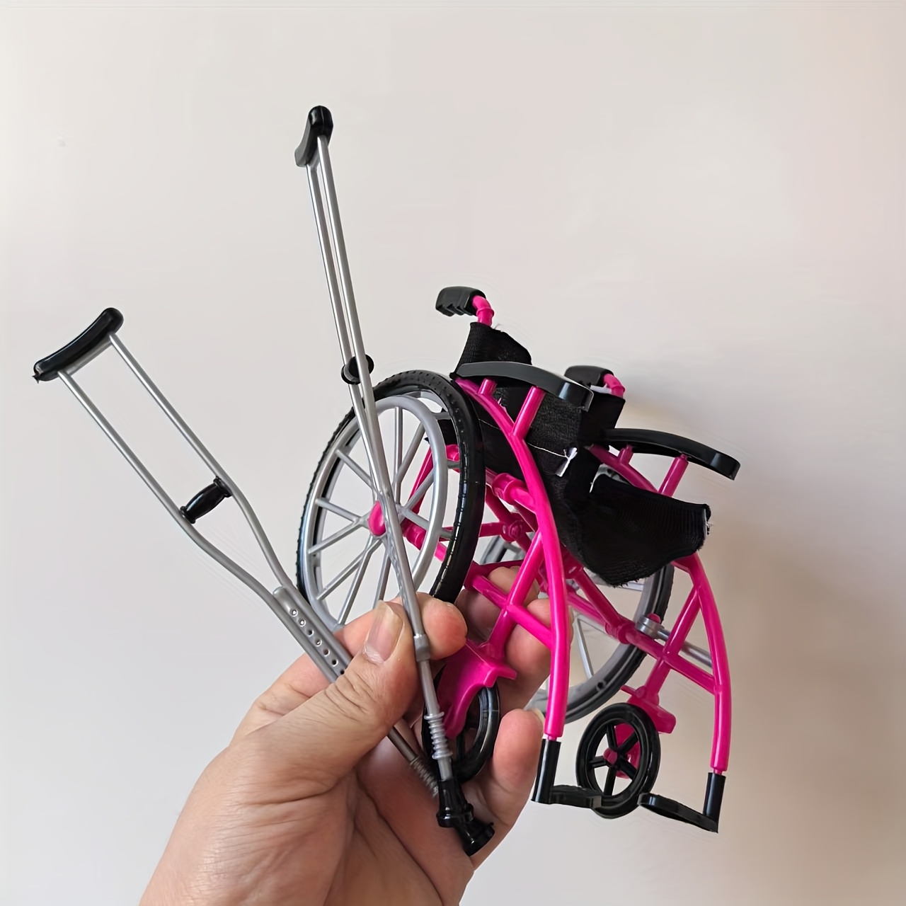 Image of Mini Dollhouse Fake Wheelchair And Crutches Home Decor Accessories Dollhouse Diy Scenery Photography Props No Electricity Required