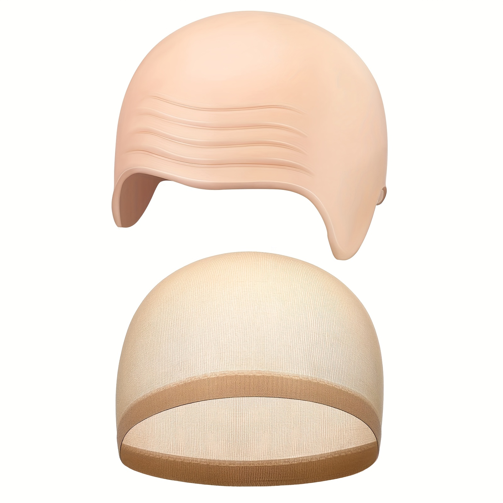 E-shop 1 Glatzkopf-Outfit bestehend aus Latex-Glatzmütze und 1 Nylon-Perückenhut, Cosplay-Zubehör, Halloween, Weihnachten, Karneval, Aprilscherz