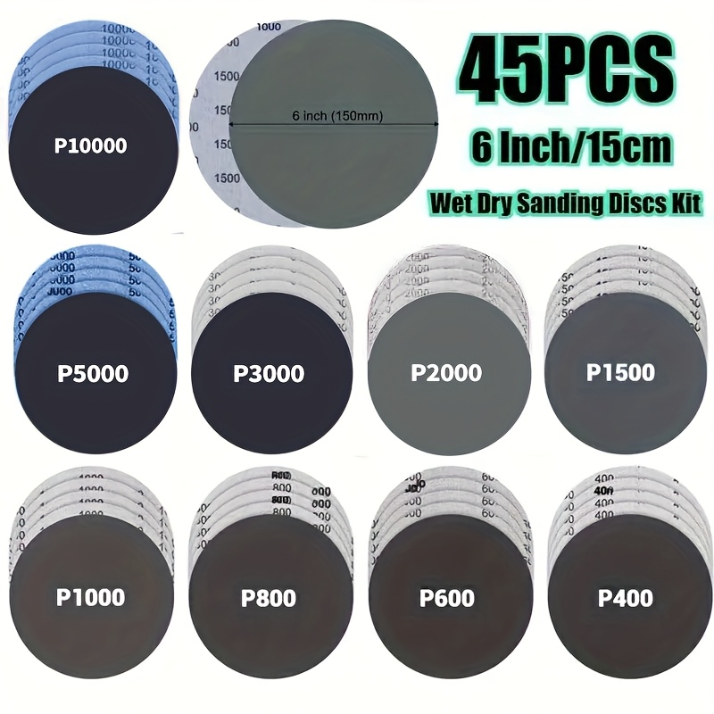 TEMU 45/90pcs 6inch Wet/dry Sandpaper | Suitable For , Grinders, And Polishers, Labeled Grit Size, High-quality Paper Sandpaper With Carbide Material
