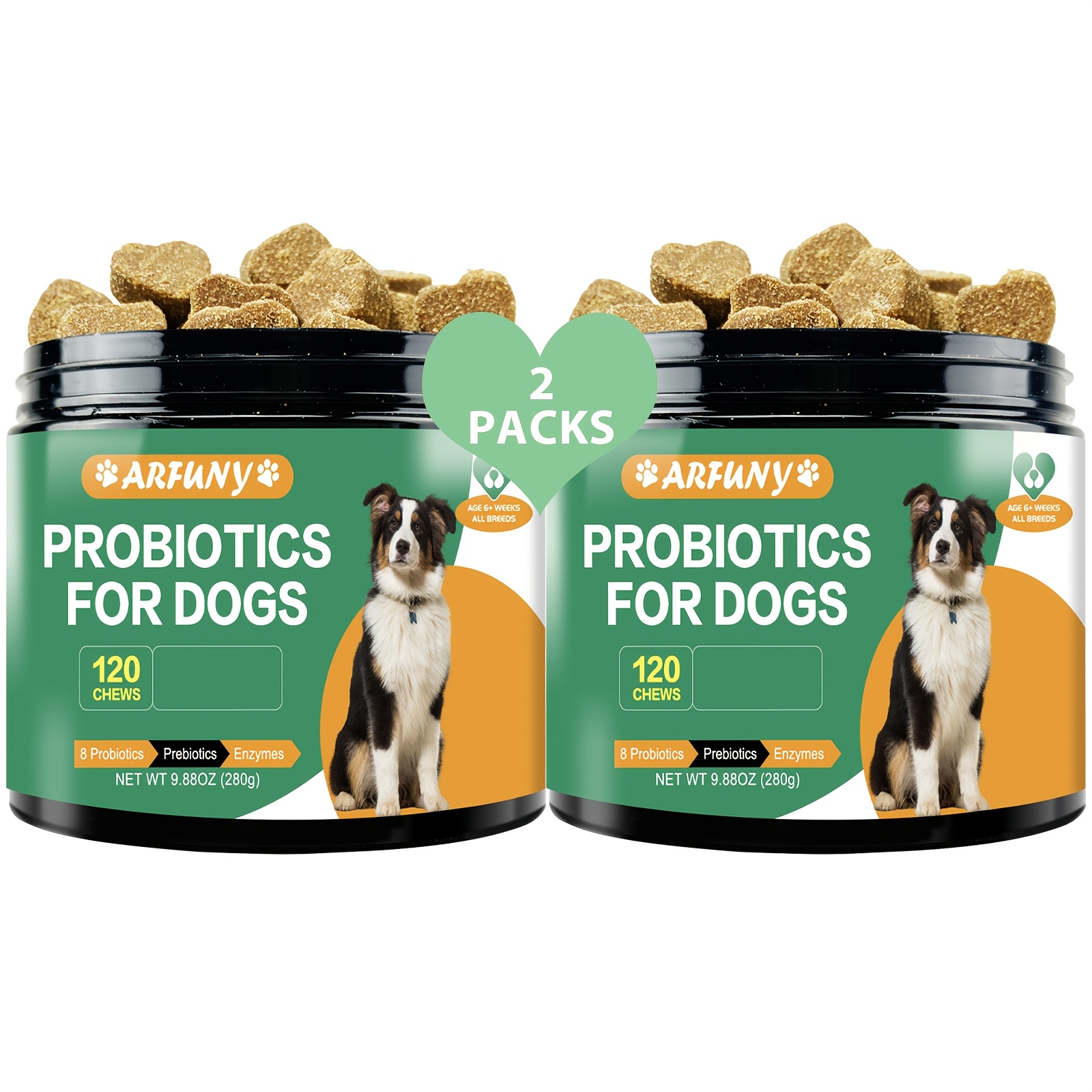 

2 Packs Probiotic Chews For Dogs, Dog Probiotic Healthy Supplement, Dog And Enzymes Chews, Dog Probiotic Food, Chicken , 240 Chews