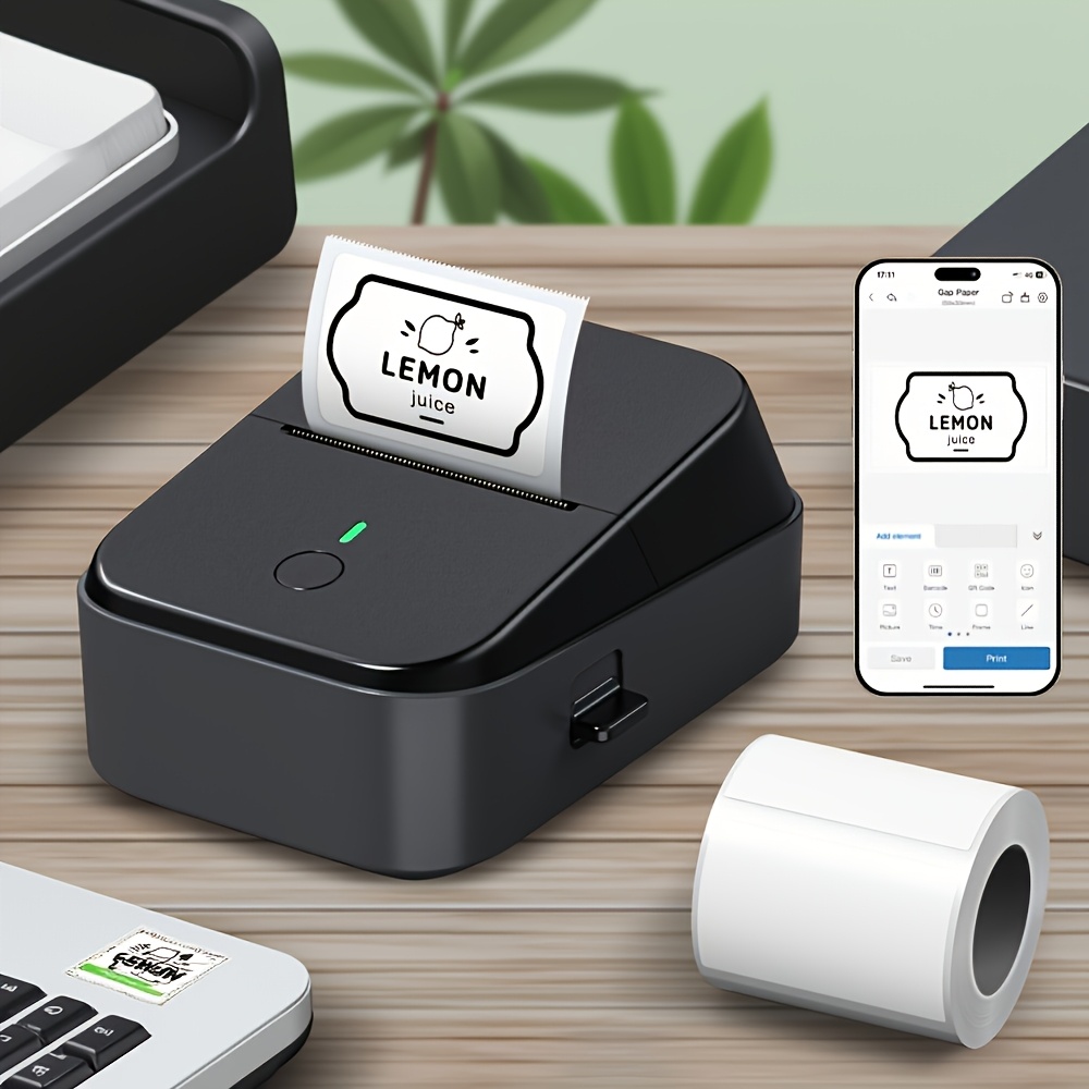 TEMU Compact Label Printing Tape | Wireless Thermal Printer For 2'' Labels | Small Barcode Label Maker For Home, School, And Small | Rechargeable